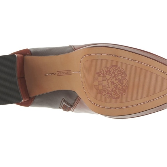 New Vince Camuto Sz 9.5 Cognac Leather Color block Gripaula 4” Block Ankle Boots - Picture 8 of 16